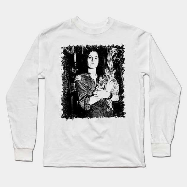 Ellen With Cat Long Sleeve T-Shirt by Knockbackhaunt